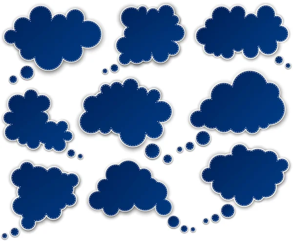 Set van papier blauwe wolken. — Stockvector