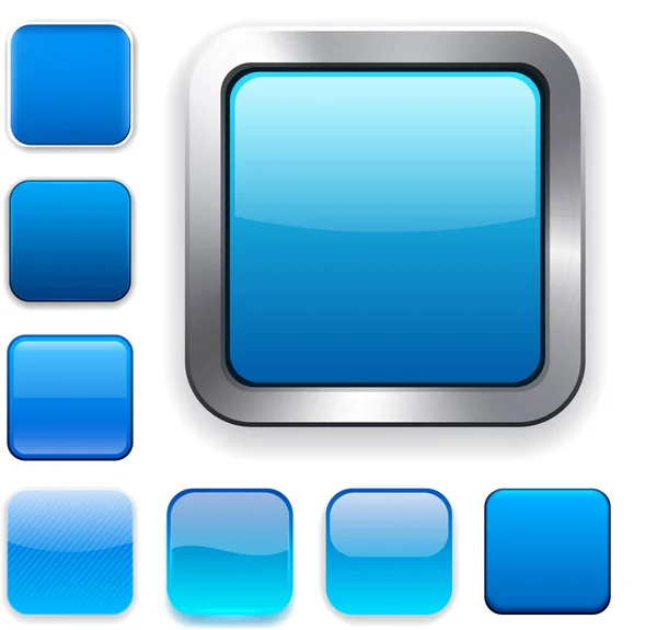 Iconos cuadrados aplicación azul . — Vector de stock