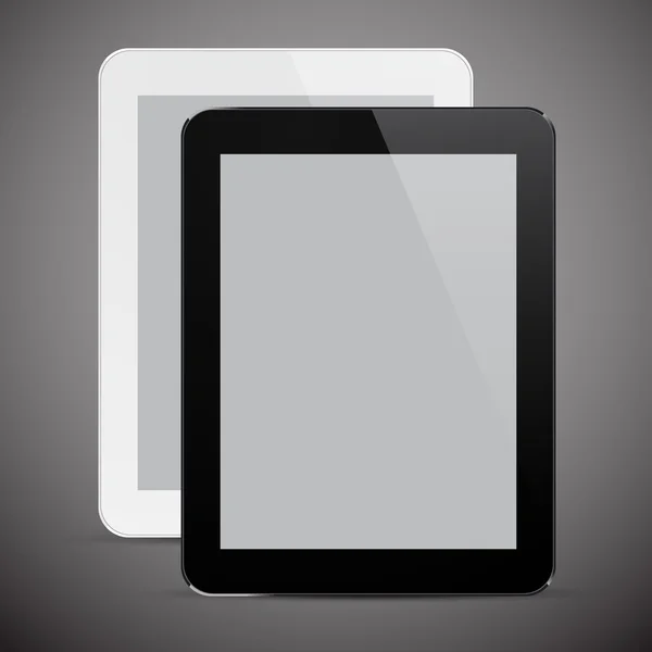 Tablet PC realistico in bianco e nero . — Vettoriale Stock