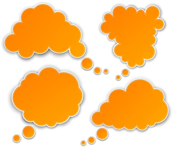 Conjunto de nubes de papel naranja . — Vector de stock