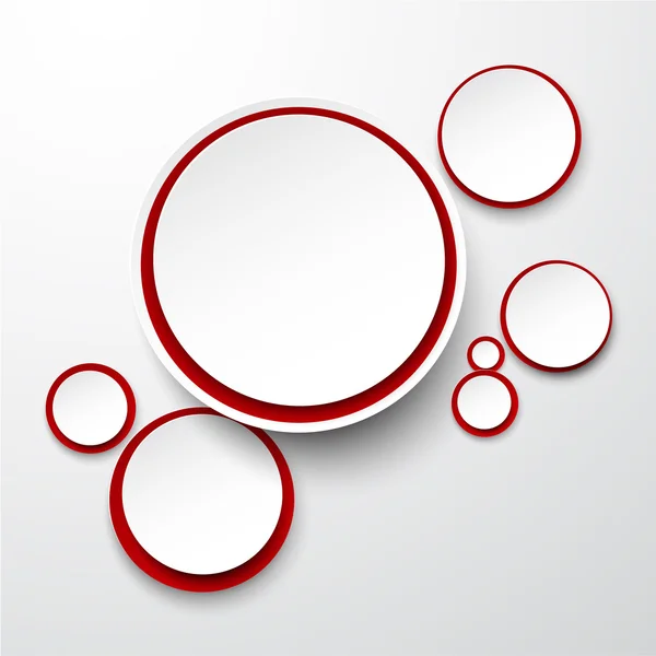 Burbujas redondas de papel blanco-rojo . — Vector de stock