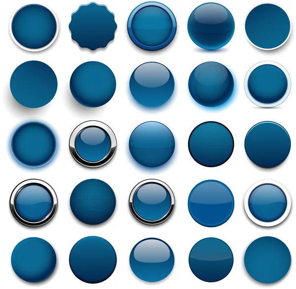 Ronde donker blauwe pictogrammen. — Stockvector