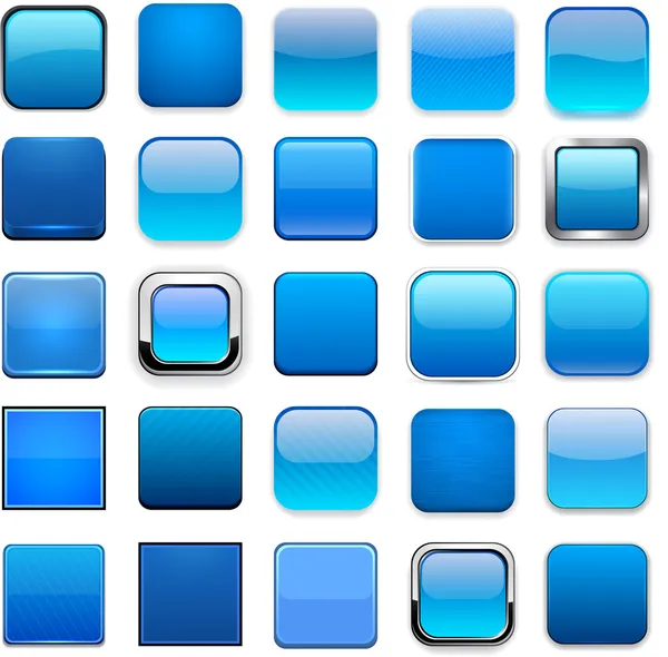 Quadratische blaue App-Symbole. — Stockvektor