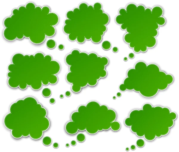 Conjunto de nubes verdes de papel . — Vector de stock