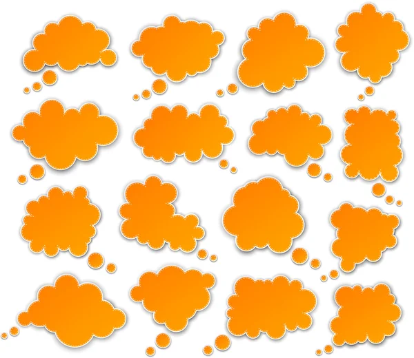 Ensemble de nuages de papier orange . — Image vectorielle