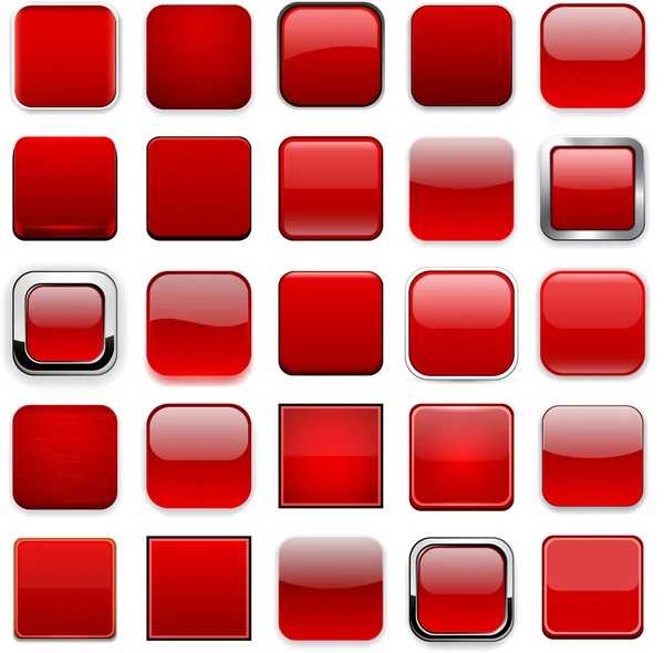 方形红应用程序图标. — 图库矢量图片
