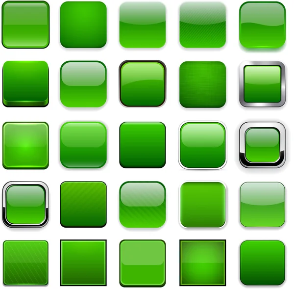 Iconos cuadrados aplicación verde . — Vector de stock