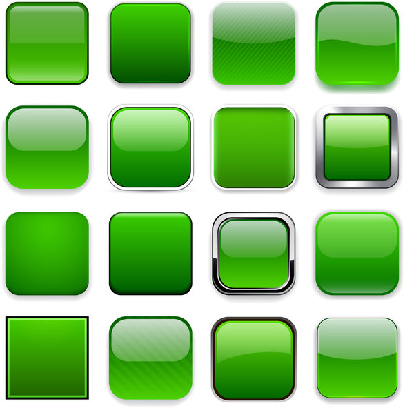Square green app icons.