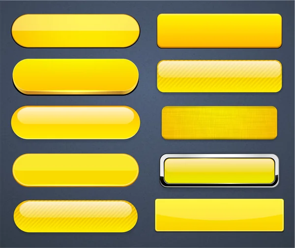 Amarelo alta detalhada botões web modernos . — Vetor de Stock