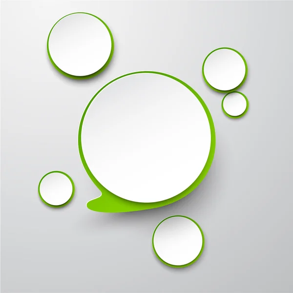 Paper white-green round speech bubbles. — Stock Vector