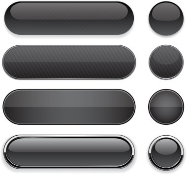 Siyah yüksek Detaylı modern web düğmeleri.