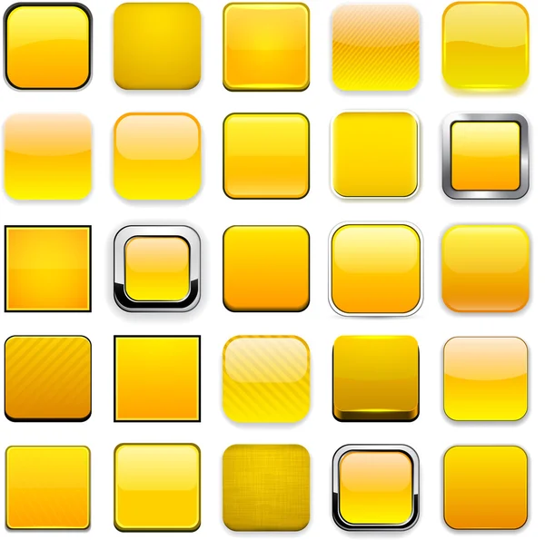 Icônes application jaune carré . — Image vectorielle