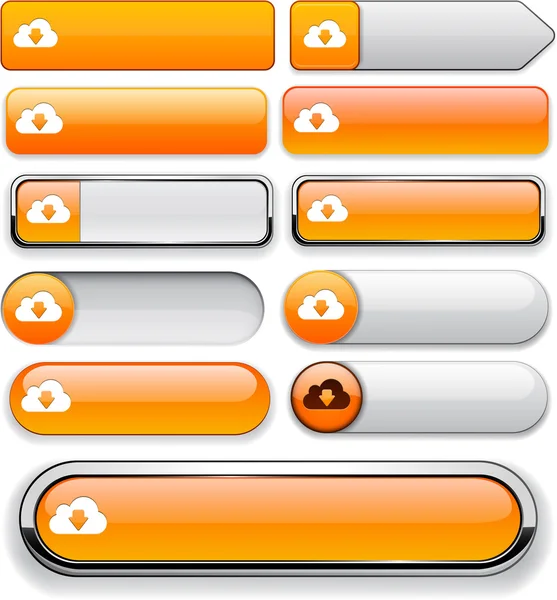클라우드 높은 상세한 웹 버튼 컬렉션. — 스톡 벡터