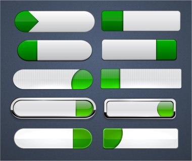 Yeşil-Beyaz yüksek Detaylı modern web düğmeleri.