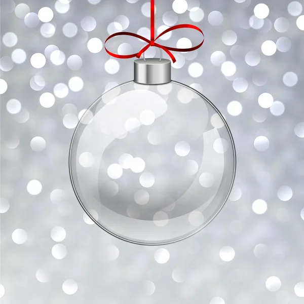 Stříbrné Vánoční pozadí se skleněnou kouli. — Stockový vektor