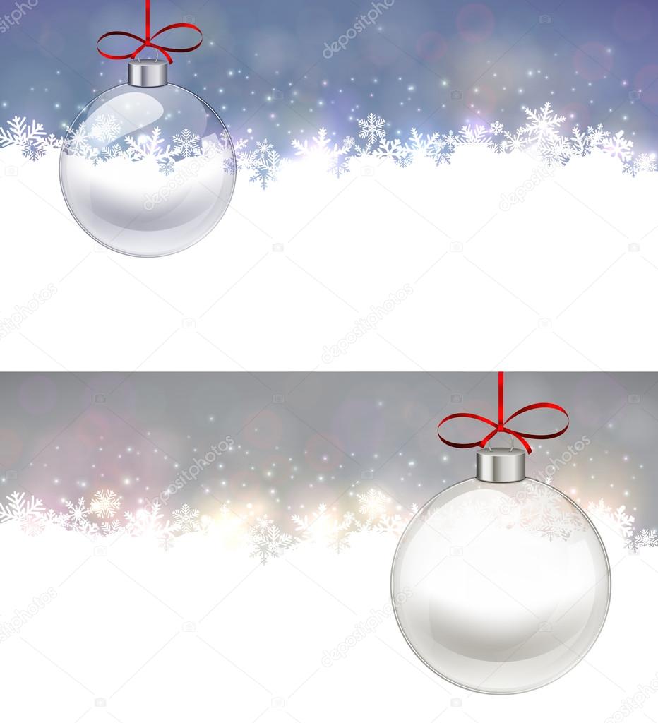 Silver christmas background with glass ball.