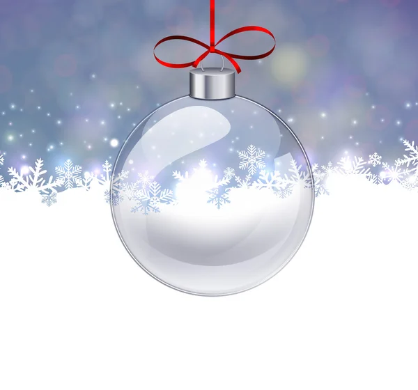 Zilveren Kerstmis achtergrond met glazen bal. — Stockvector