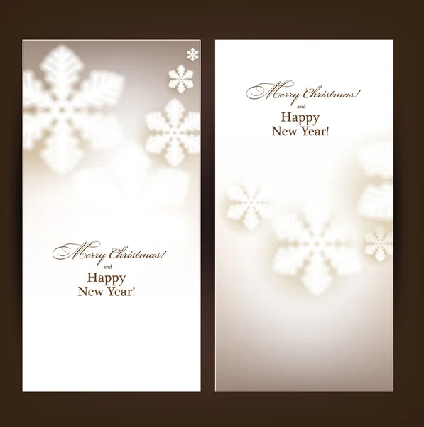 Christmas banners with defocused snowflakes. — Stock Vector