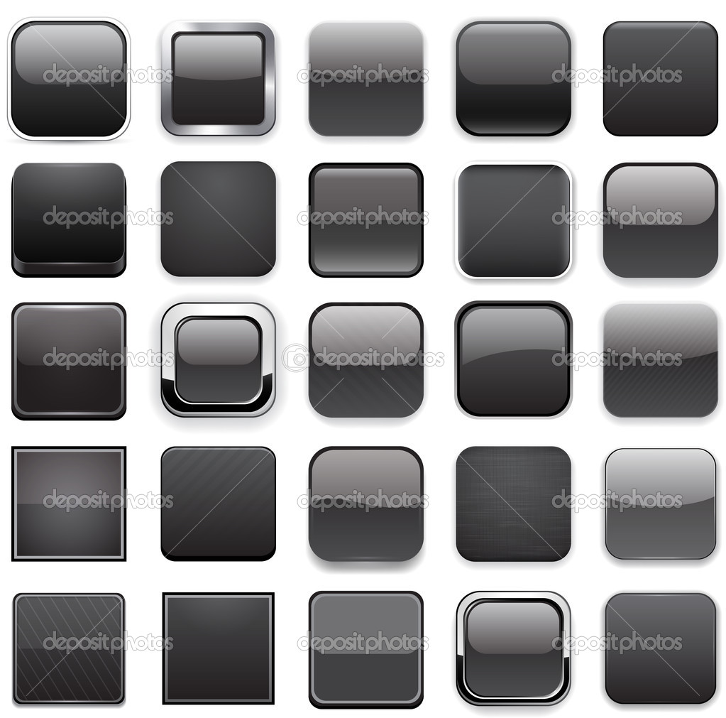 Square black app icons.