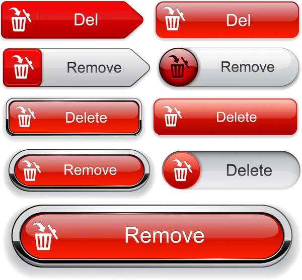 Delete high-detailed web button collection. — Stock Vector