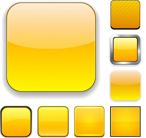 Quadratische gelbe App-Symbole. — Stockvektor