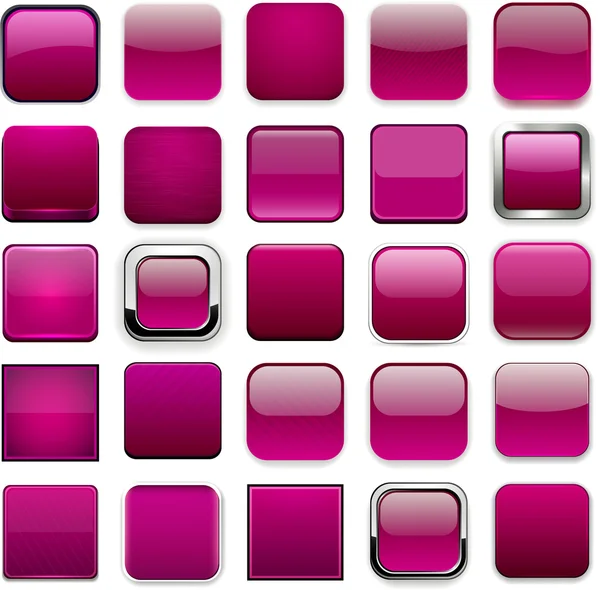 Icônes carré application magenta . — Image vectorielle