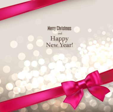 Noel kartı kırmızı hediye yay ile.