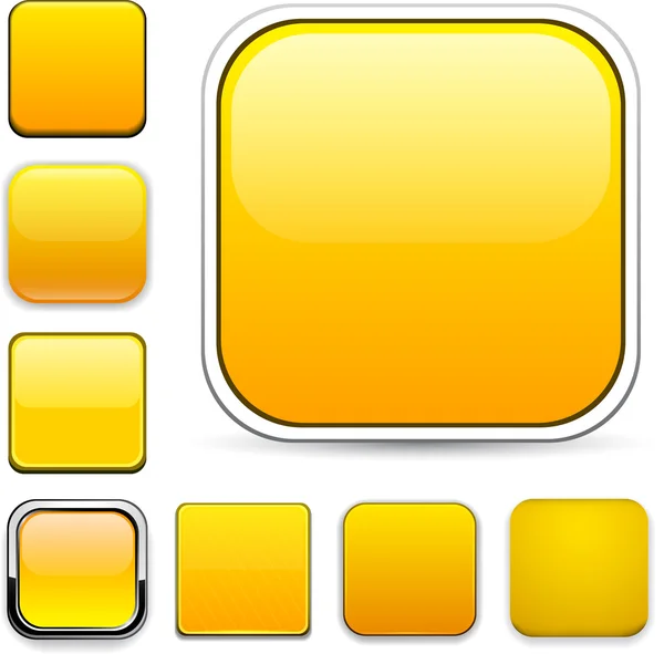 黄色い正方形のアプリのアイコン. — ストックベクタ