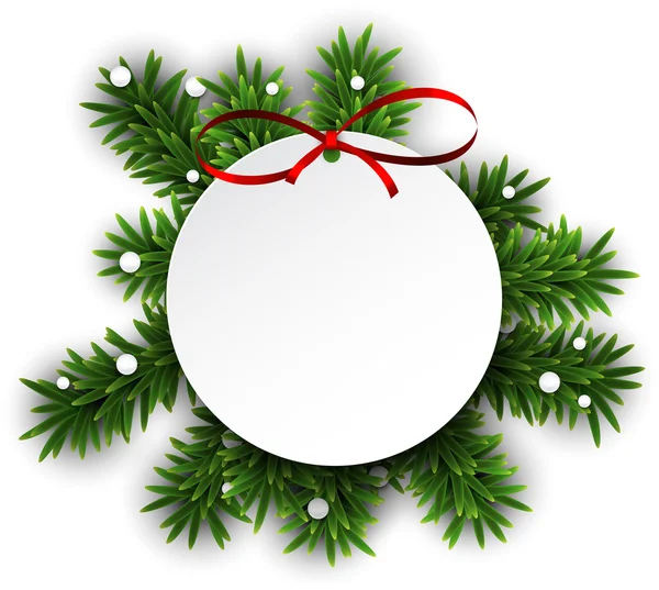 Round paper christmas card . — Stock Vector