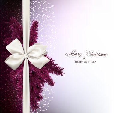 çam dalları ve bow Noel arka plan.