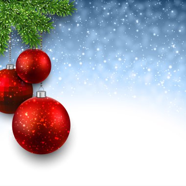 Noel topları ile mavi arka plan.