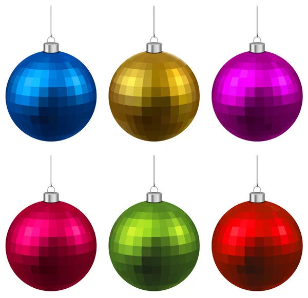 Set of textured realistic christmas balls. — Stock Vector