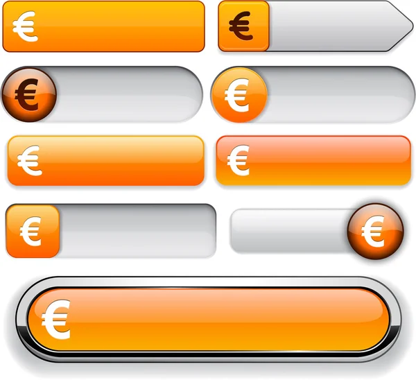 Euro colección de botones web de alto detalle . — Archivo Imágenes Vectoriales