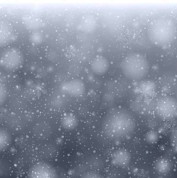 Sfondo grigio Natale con fiocchi di neve . — Vettoriale Stock