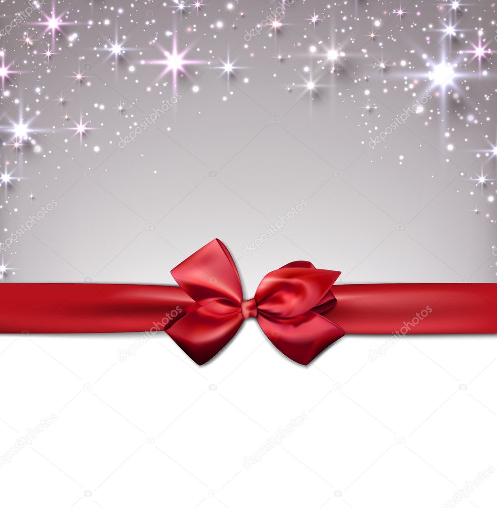 Christmas starry background with ribbon.