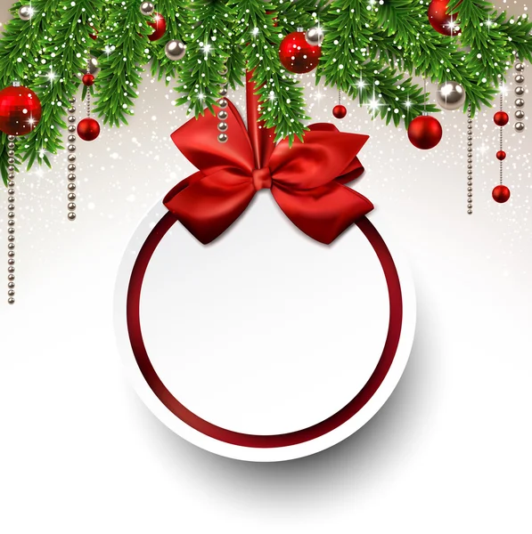 Χριστουγεννιάτικο φόντο με κλαδιά ελάτης και μπάλα. — Διανυσματικό Αρχείο