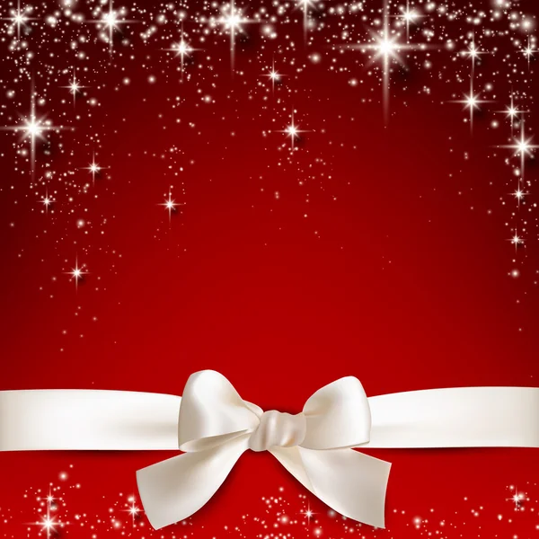 Arc cadeau blanc sur rouge . — Image vectorielle