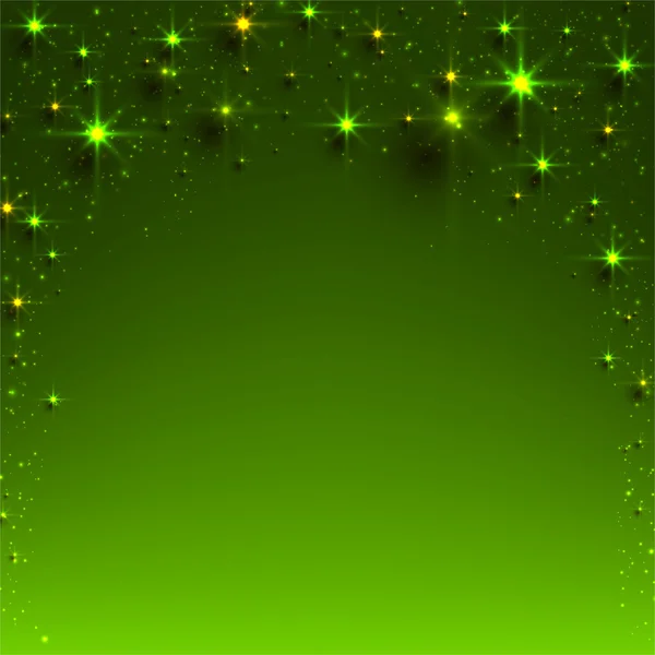 Fondo estrellado verde de Navidad . — Vector de stock