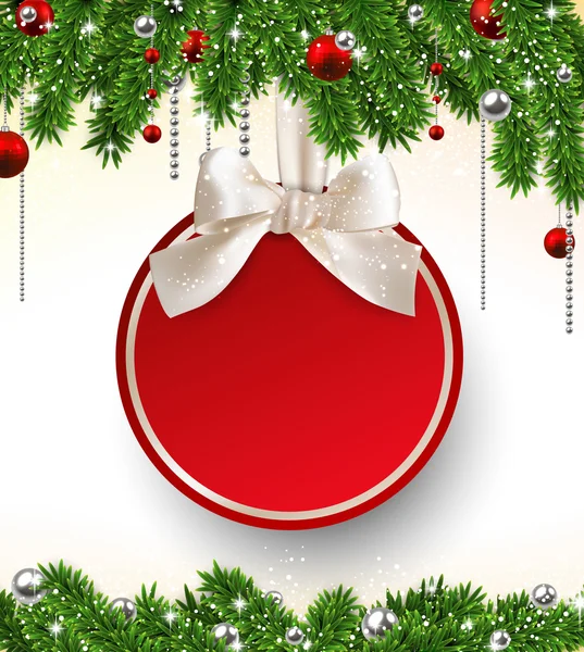 Vánoční pozadí s jedlovými větvemi a míč. — Stockový vektor