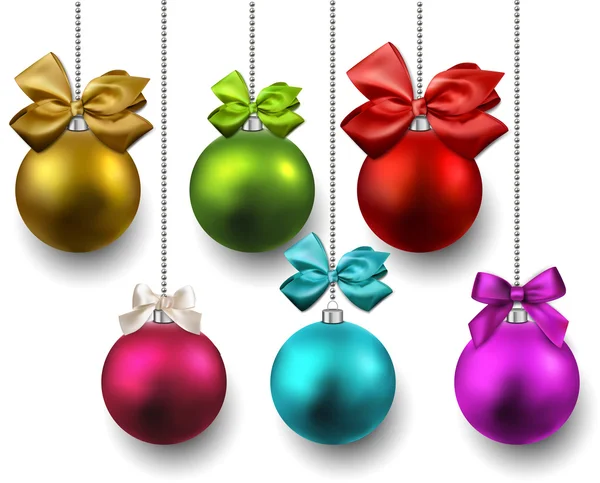 Conjunto de bolas de Navidad realistas . — Vector de stock