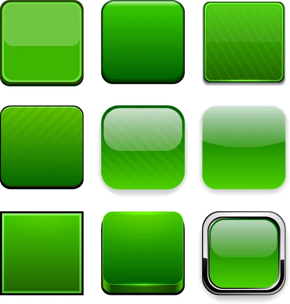 Fyrkantig grön app ikoner. — Stock vektor