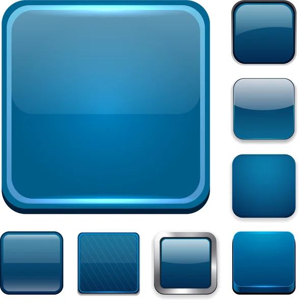 Quadratische dunkelblaue App-Symbole. — Stockvektor