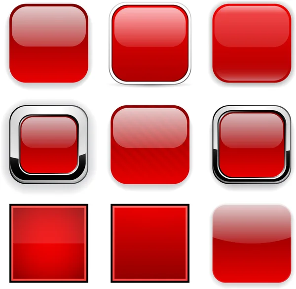 Szögletes piros app-ikonok. — Stock Vector