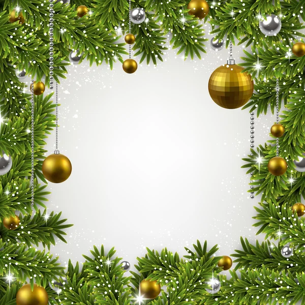 Weihnachtsrahmen mit Tannenzweigen — Stockvektor