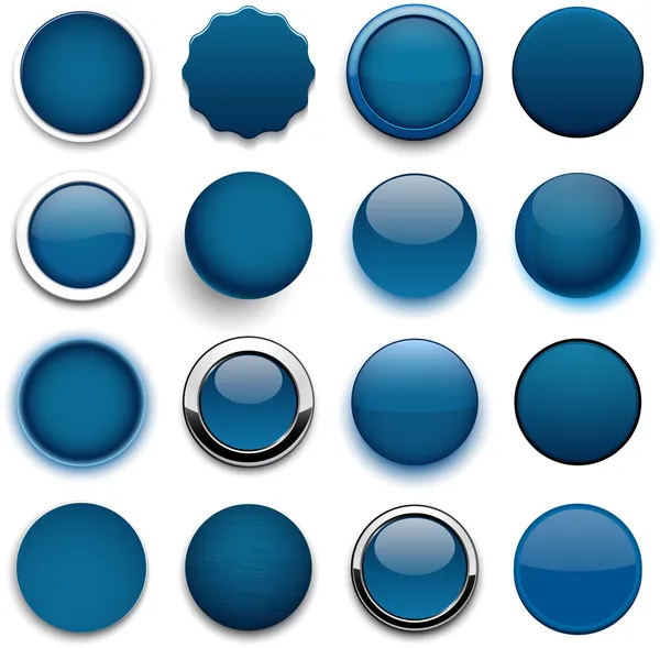 Kulaté tmavě modré ikony. — Stockový vektor