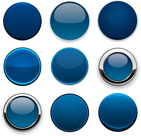 Botones web modernos redondos azul oscuro . — Vector de stock
