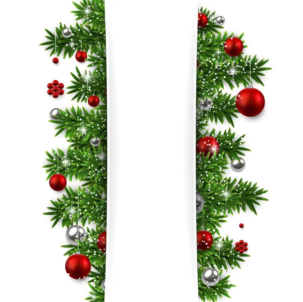 Fond de Noël avec branches et boules de sapin. — Image vectorielle