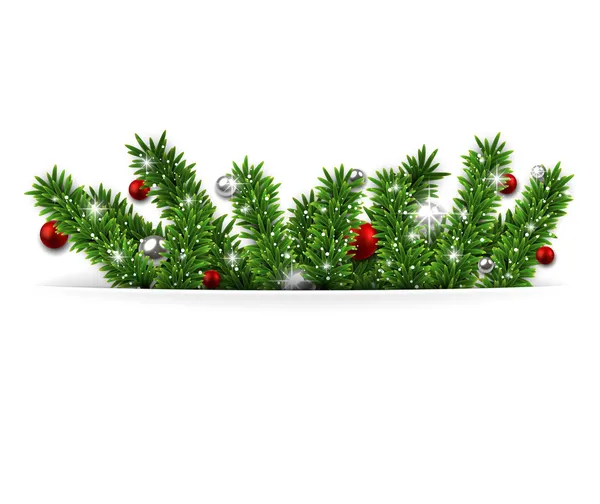 Різдвяний фон з ялинковими гілками і кульками . — стоковий вектор