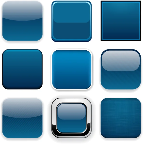 暗いの青い正方形ボタン — ストックベクタ