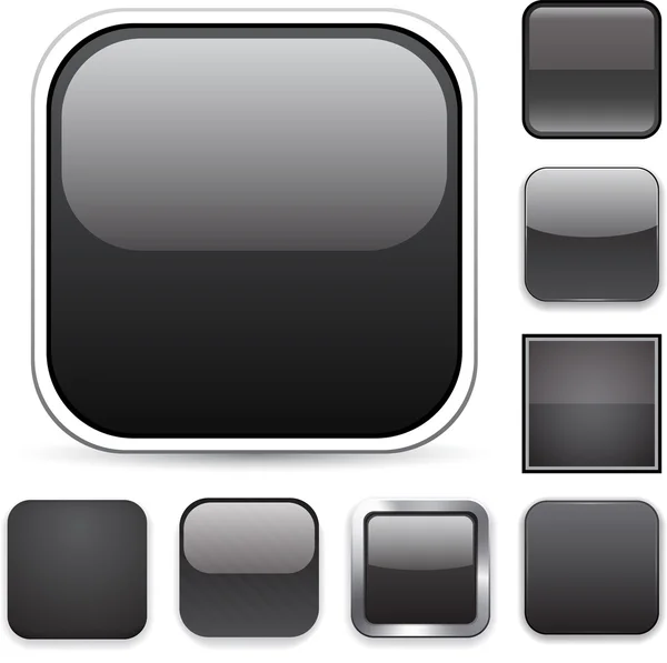 Botones cuadrados negros — Vector de stock